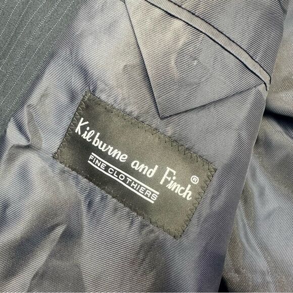 Kilburne Finch Blazer Mens 52R Blue Striped 3 Button Wool Blend Business Jacket - Picture 11 of 14